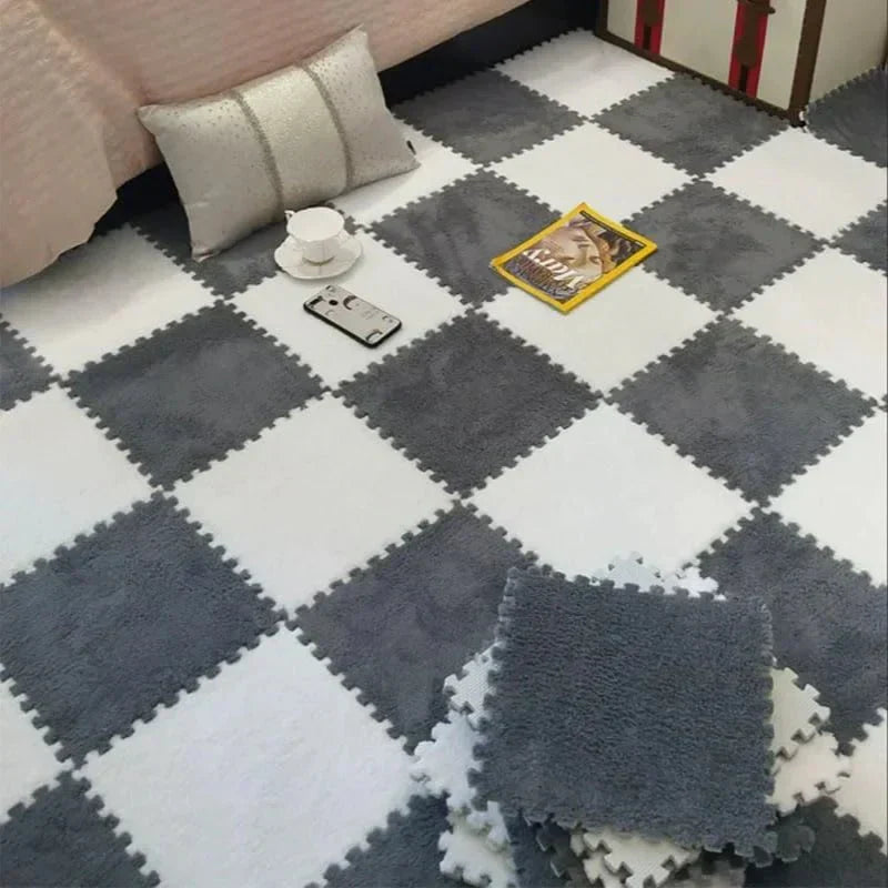 Puzzle Floor Tiles Plush Foam Anti-Slip Backing & Interlocking