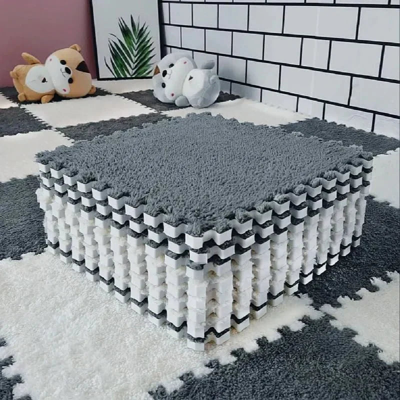 Puzzle Floor Tiles Plush Foam Anti-Slip Backing & Interlocking