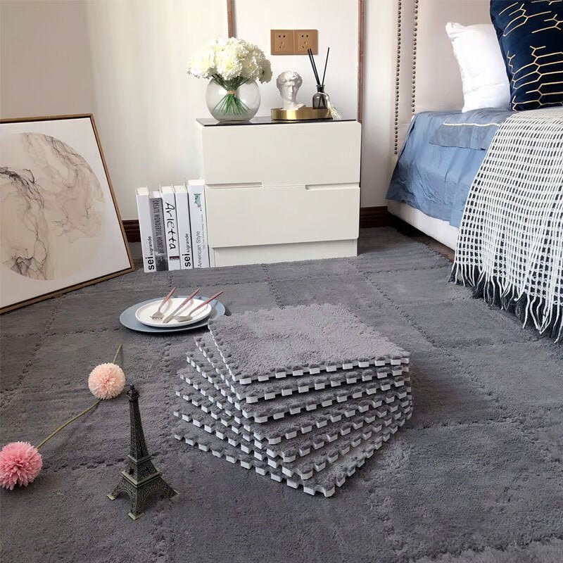 Puzzle Floor Tiles Plush Foam Anti-Slip Backing & Interlocking