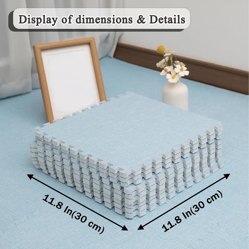 Puzzle Floor Tiles Plush Foam Anti-Slip Backing & Interlocking