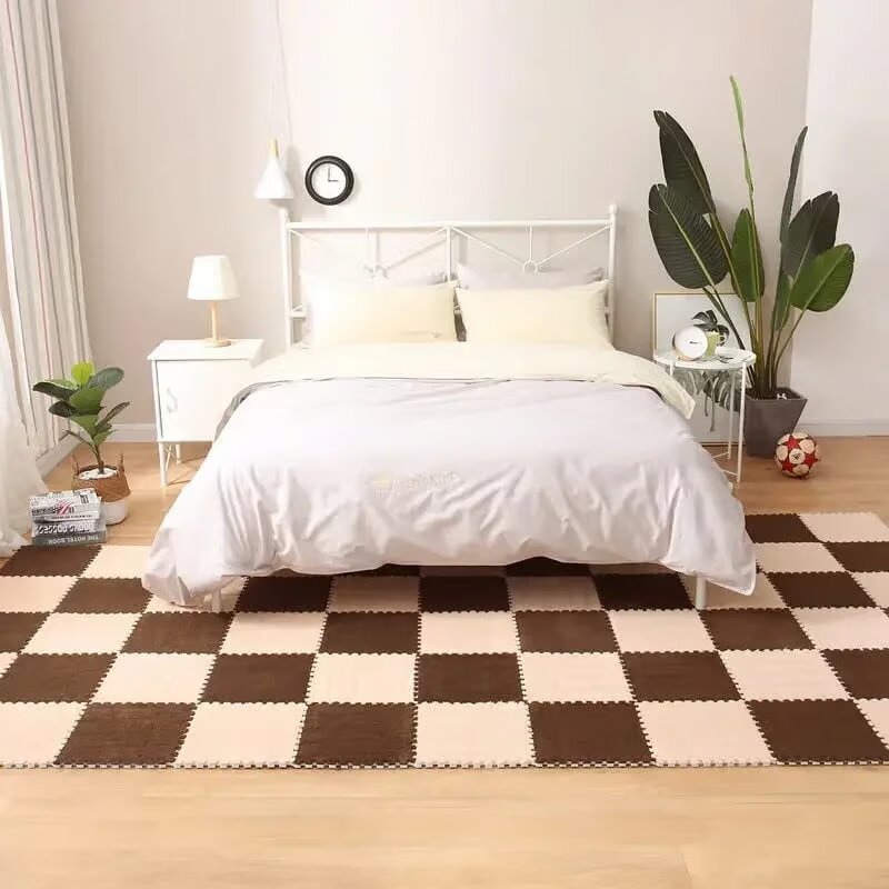 Puzzle Floor Tiles Plush Foam Anti-Slip Backing & Interlocking