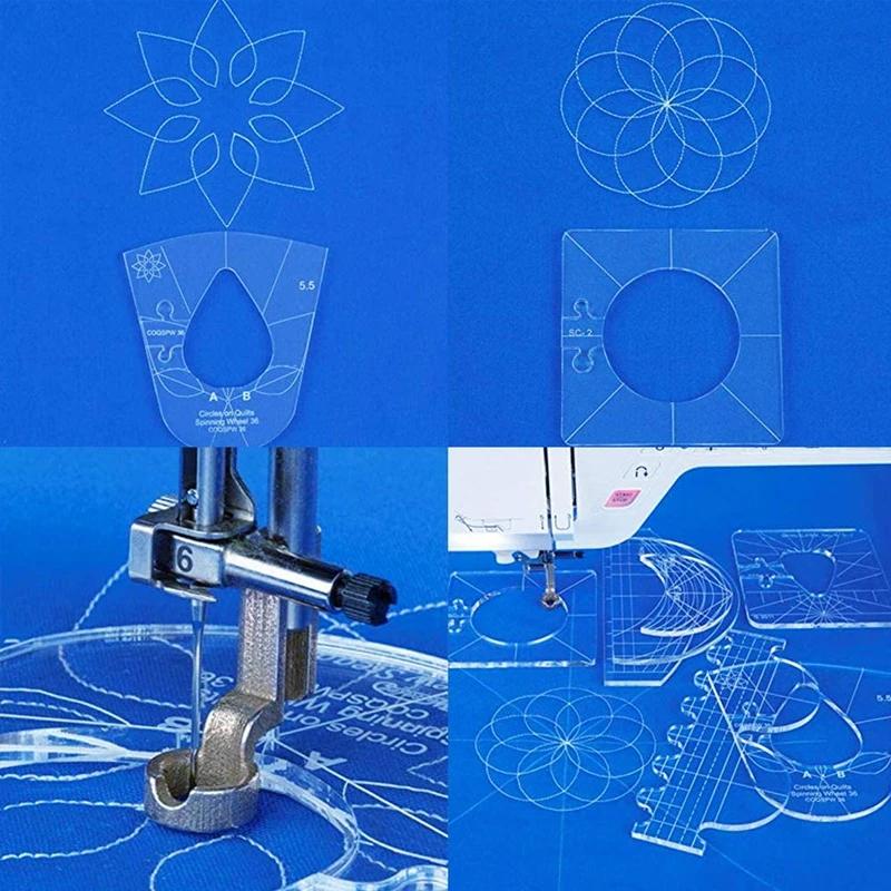 Quilt Template Set Precision Acrylic Stainless Steel Set of 6