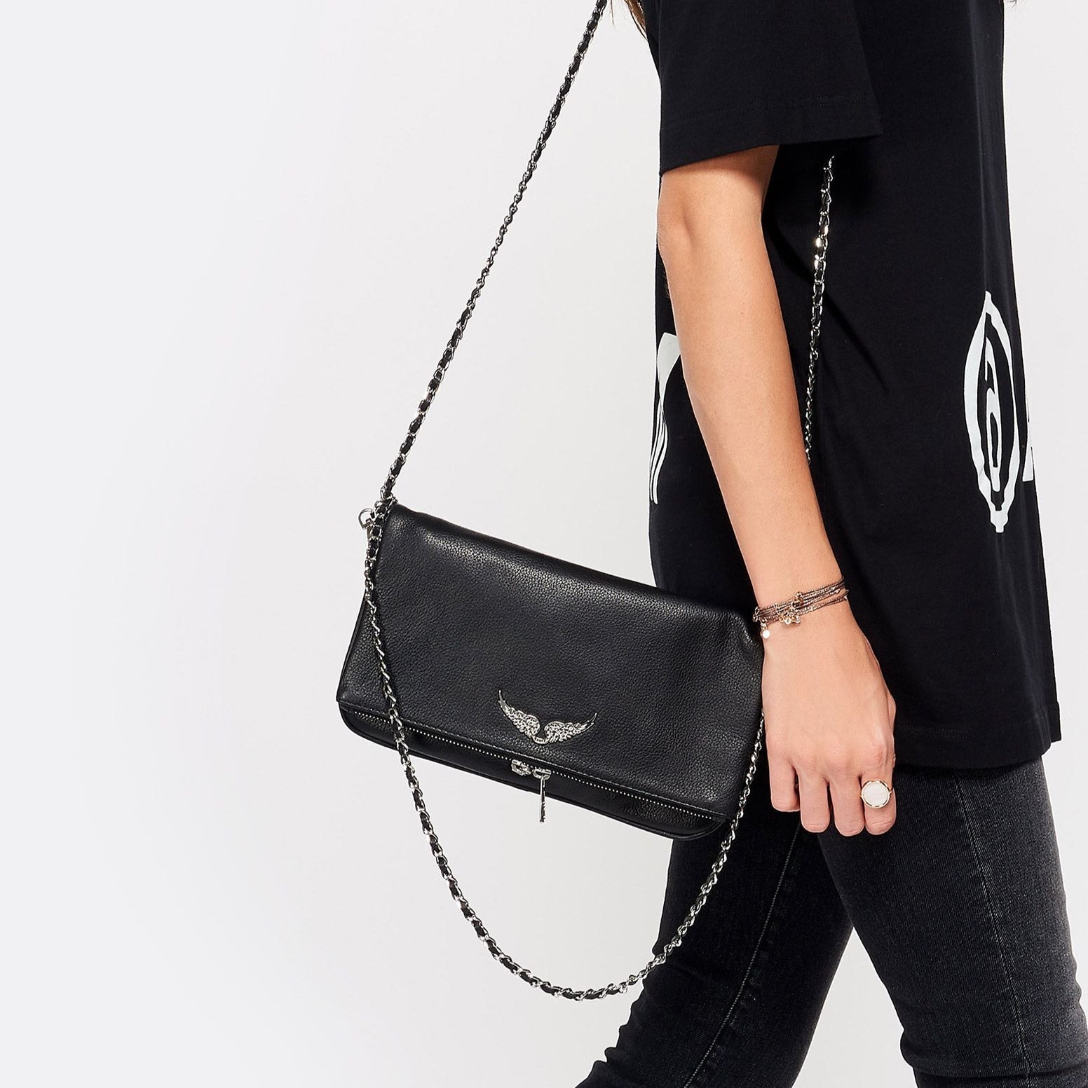 Quilted Clutch Chain Shoulder Strap Zippered Interior