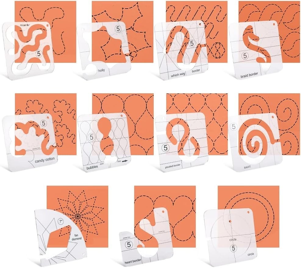 Quilting Template Set 11 Piece Clear Acrylic Precise Alignment