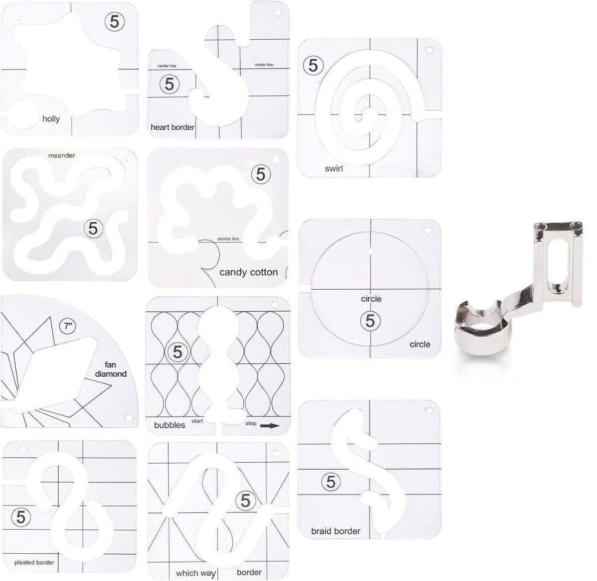 Quilting Template Set 11 Piece Clear Acrylic Precise Alignment