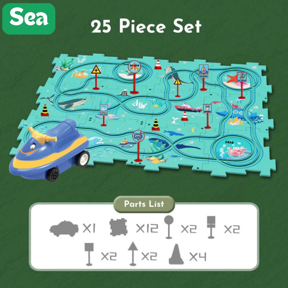 Race Track Playset Buildable Modular Battery-Operated Car