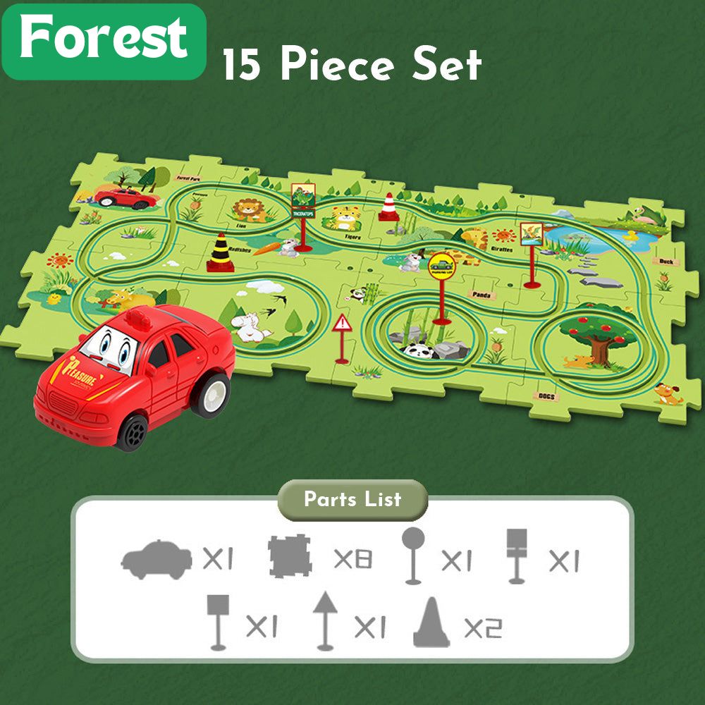 Race Track Playset Buildable Modular Battery-Operated Car