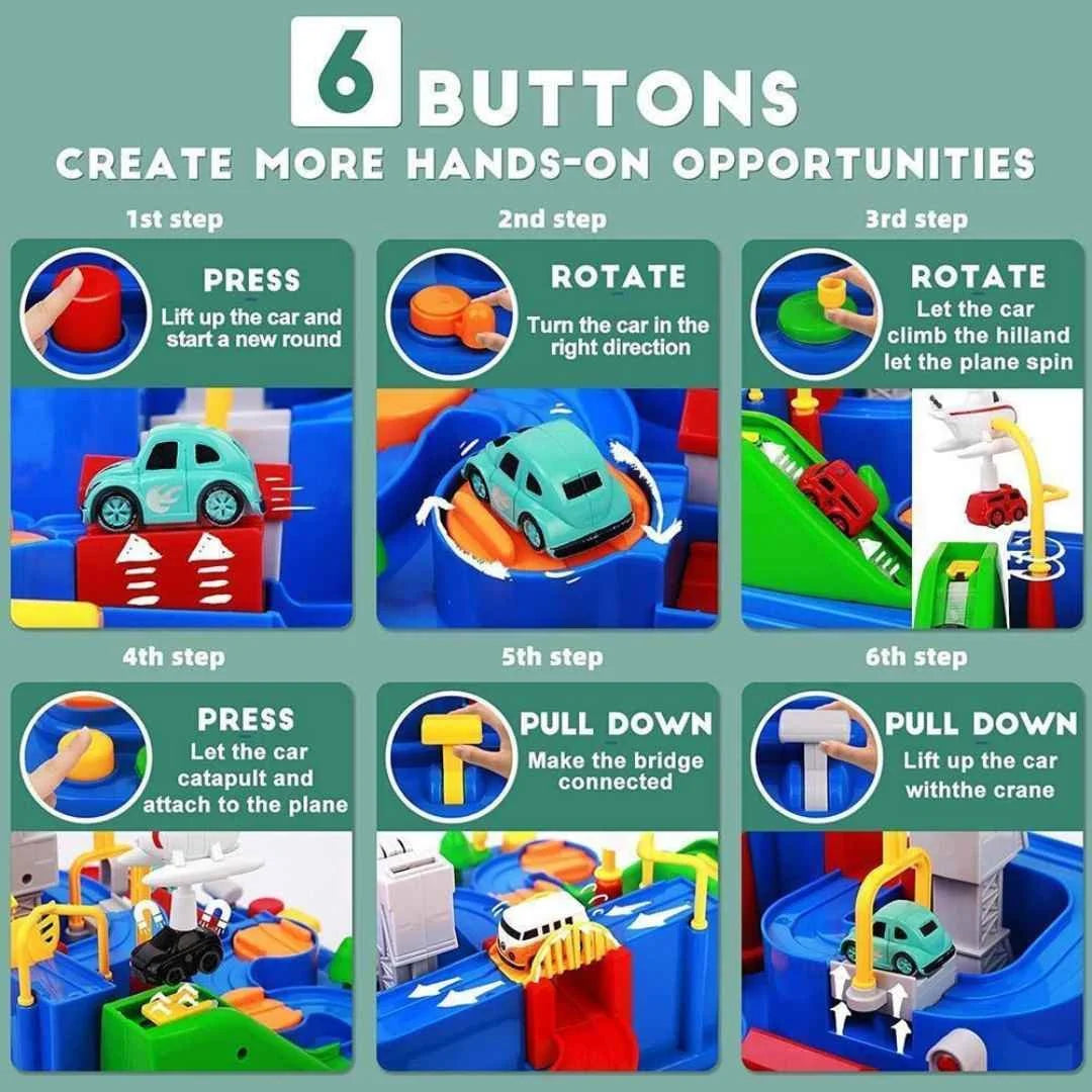Race Track Set Multi-Level 6 Control Buttons