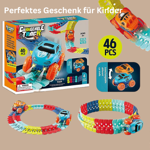 Racetrack Playset Flexible Roll-Up Click Together Includes Toy Car