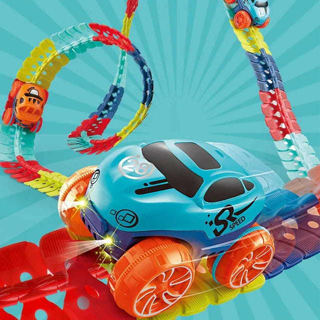 Racing Track Set Expandable Gravity-Defying Loops
