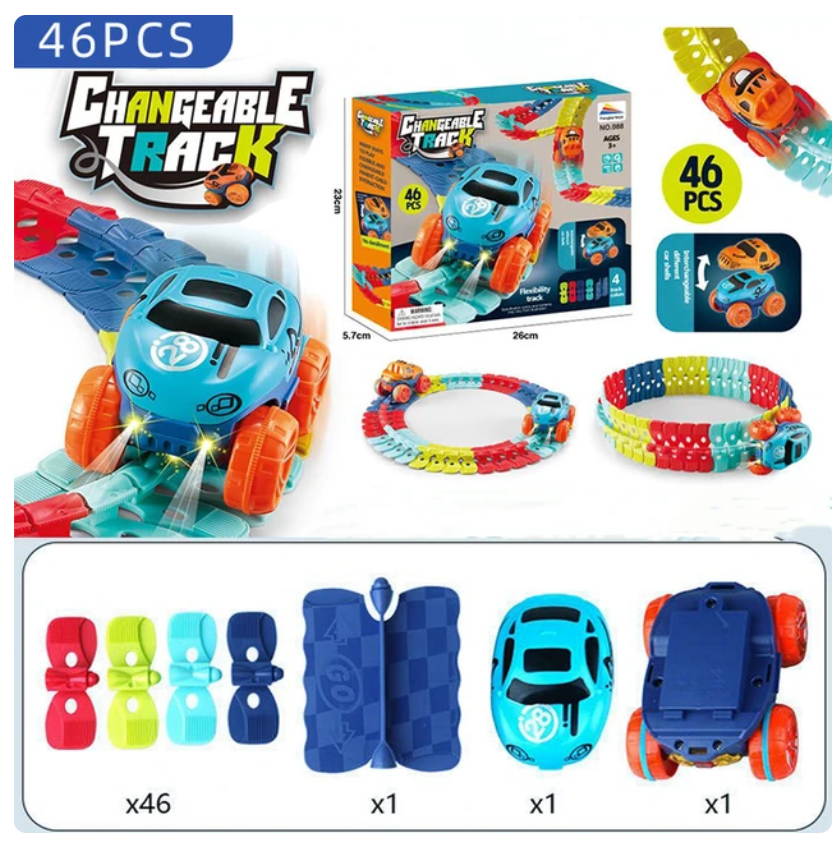 Racing Track Set Expandable Gravity-Defying Loops