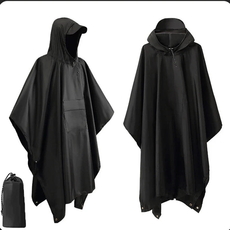 Rain Poncho 3-in-1 Waterproof Ripstop Nylon Packable