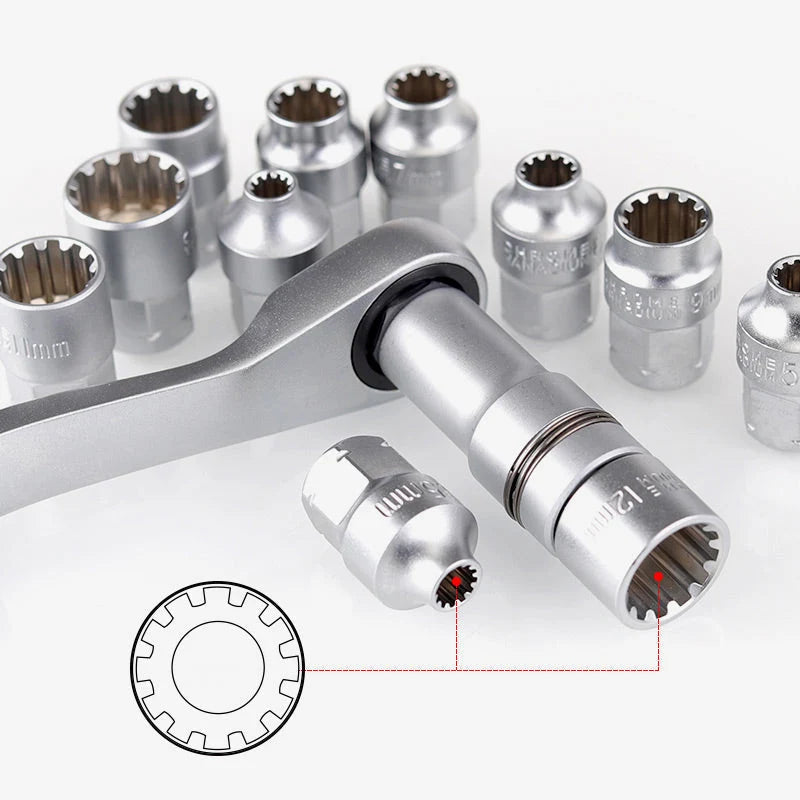 Ratchet Wrench Set Bidirectional Chromium-Vanadium Steel Compact Case