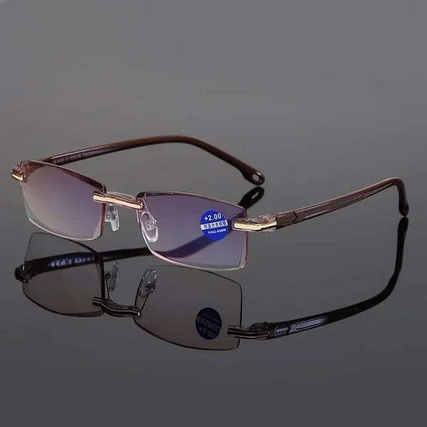 Reading Glasses Progressive Multifocal 100% Blue Light Ultralight Rimless