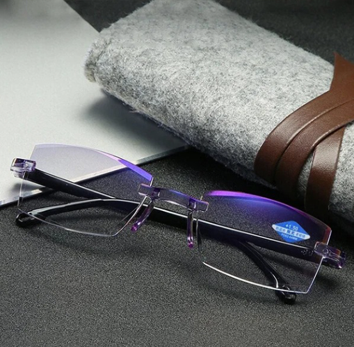 Reading Glasses Progressive Multifocal 100% Blue Light Ultralight Rimless