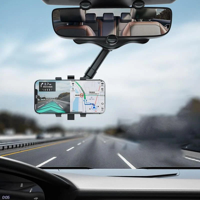 Rearview Mirror Phone Holder 360° Rotatable & Extendable Arm