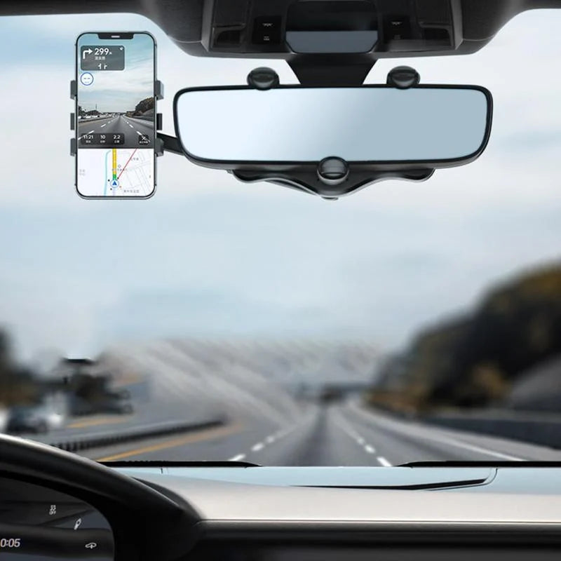 Rearview Mirror Phone Holder 360° Rotatable & Extendable Arm