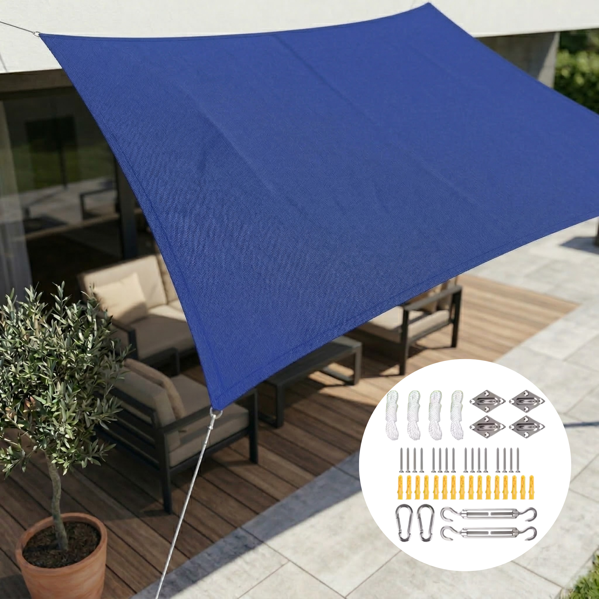 Rectangular Sunshade Sail Waterproof UV Protection Tear-Resistant