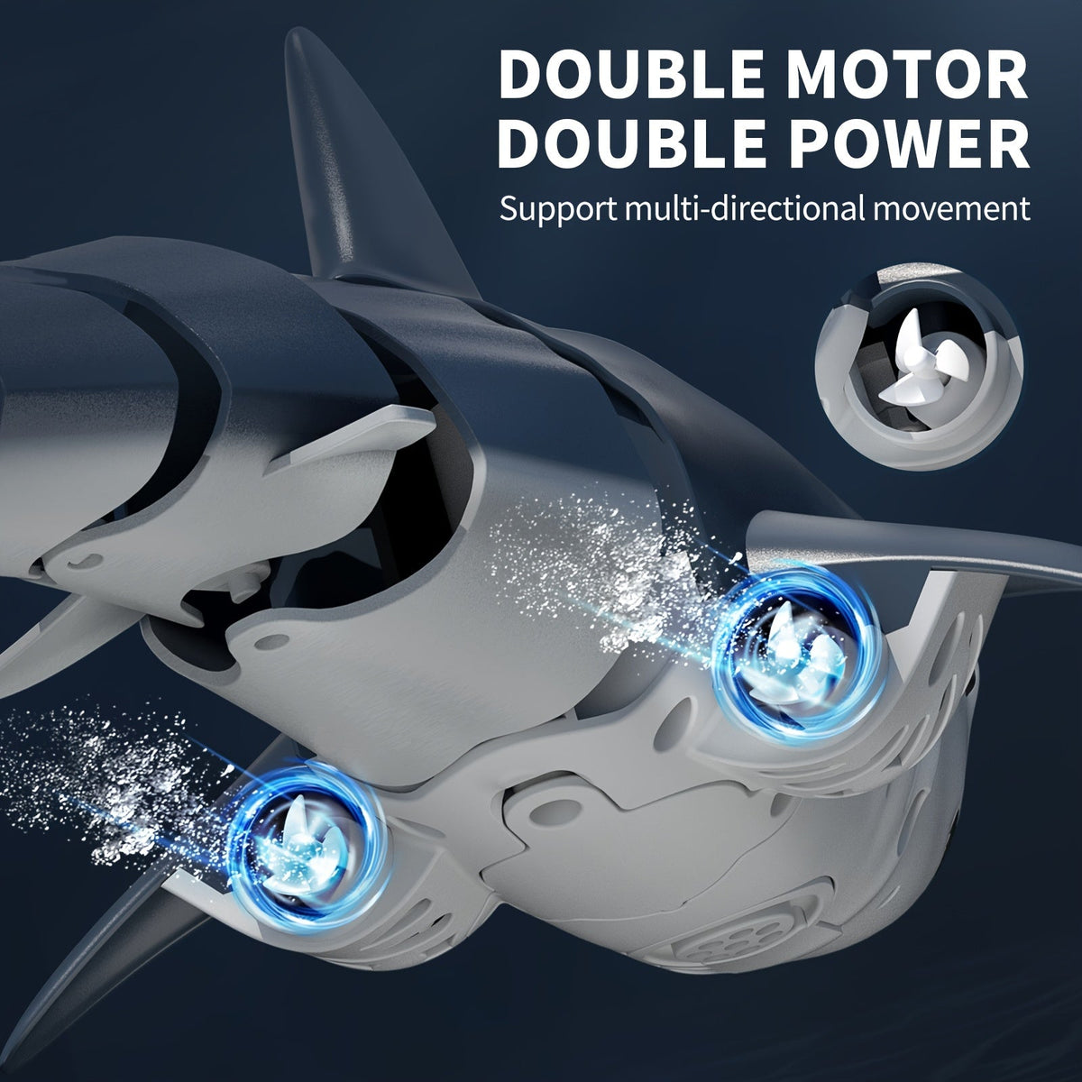 Remote Control Shark Toy LED Lights & Water Spray
