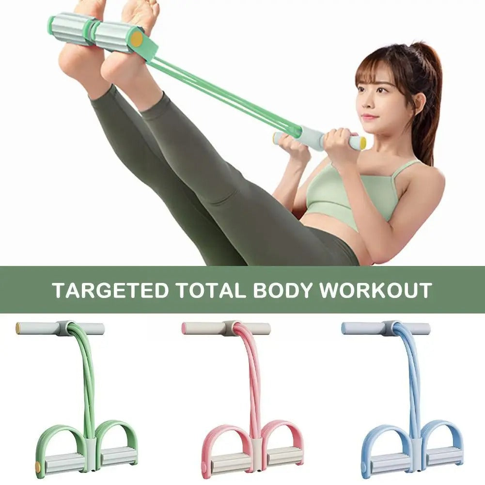 Resistance Band 4-Tube Even Resistance Non-Slip Handles & Pedals