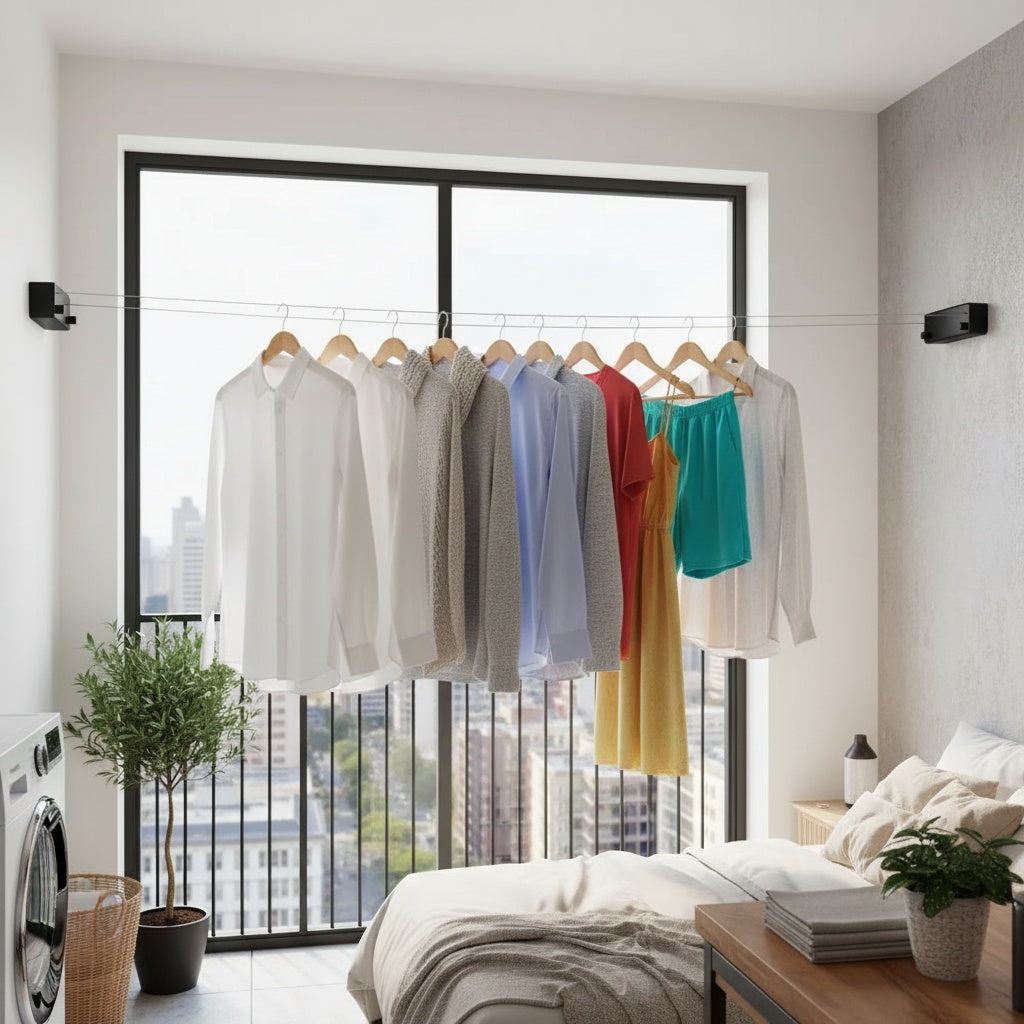 Retractable Clothesline Space-Saving Stainless Steel Line 4 Meter