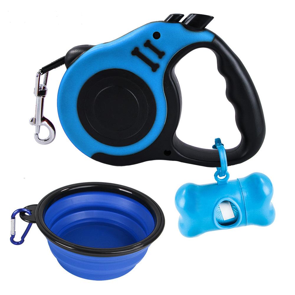 Retractable Dog Leash Tangle-Free LED Light Built-In Bag Dispenser