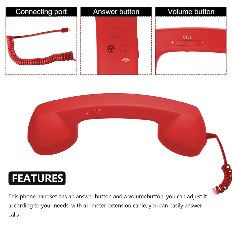 Retro Phone Handset Ergonomic Design USB Plug & Play