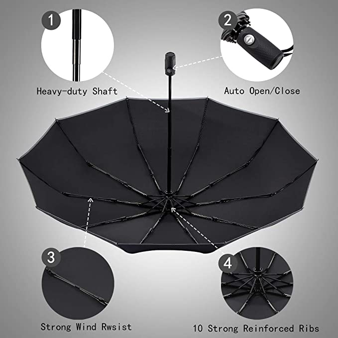 Reverse Umbrella Reflective Stripes & Automatic Open-Close