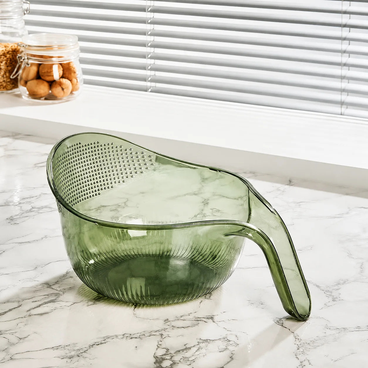 Rice Washing Bowl Fine Sieve Ergonomic Handle Pouring Spout