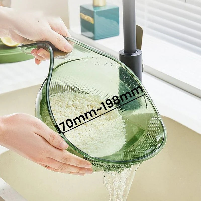 Rice Washing Bowl Fine Sieve & Pouring Spout Ergonomic Handle