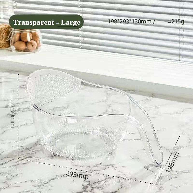 Rice Washing Bowl Fine Sieve & Pouring Spout Ergonomic Handle