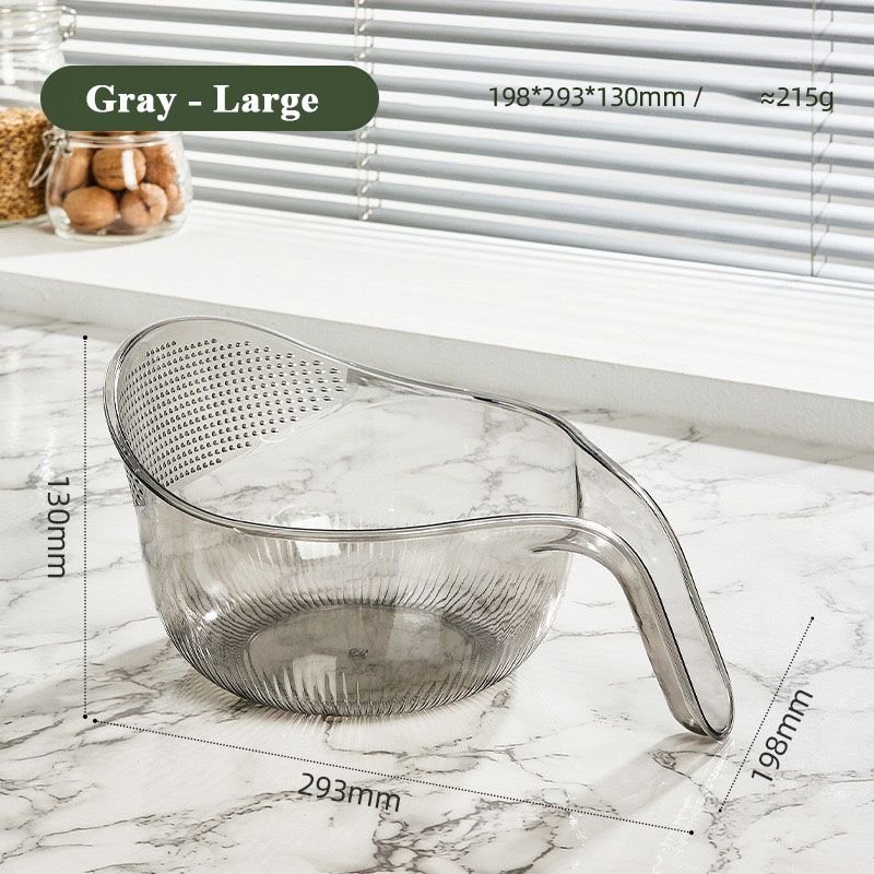 Rice Washing Bowl Fine Sieve & Pouring Spout Ergonomic Handle