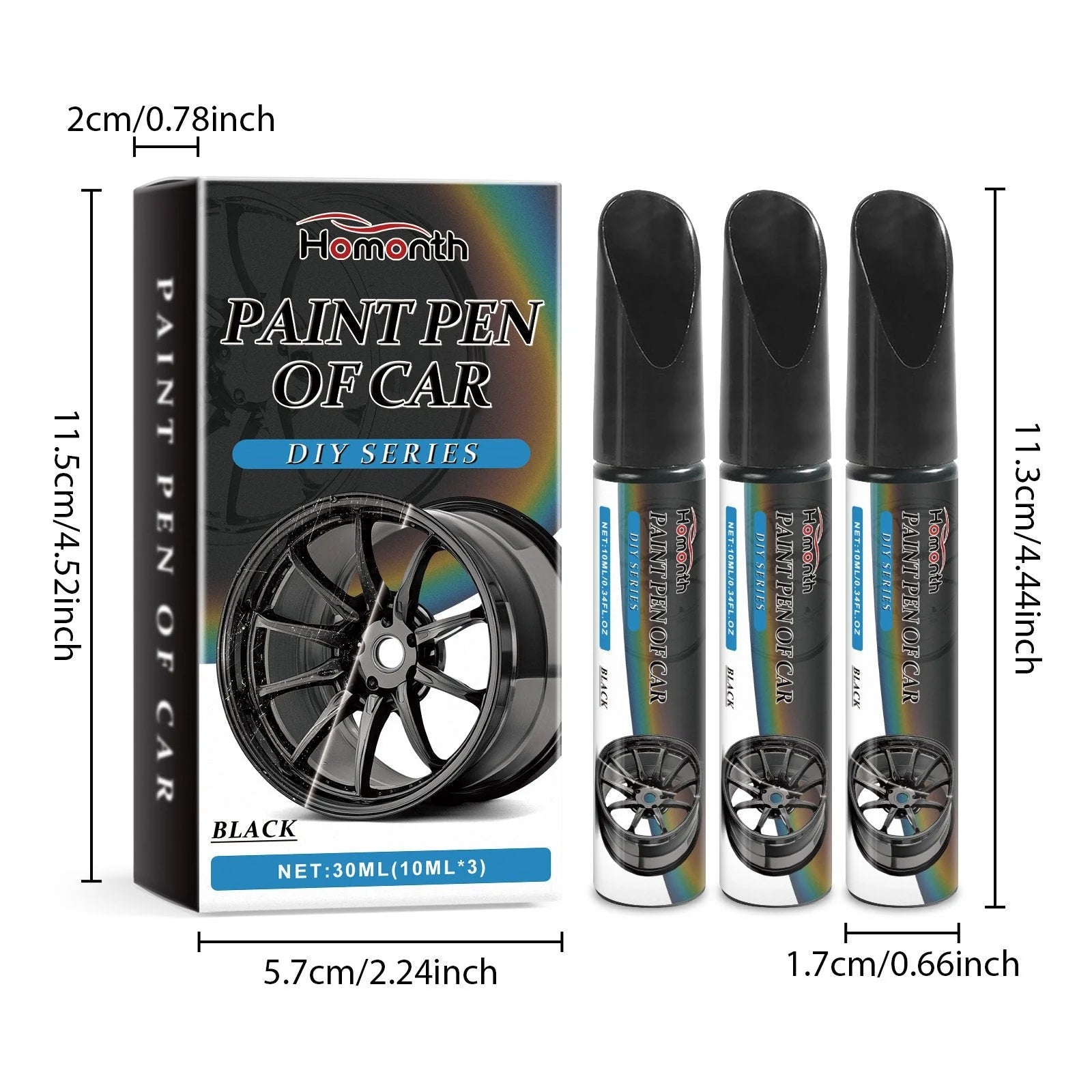 Rim Paint Pen Black Fine Tip Quick-Dry Rust-Resistant