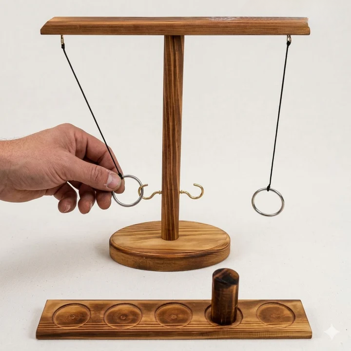 Ring Toss Game Solid Wood Pre-Assembled Scoring Tray