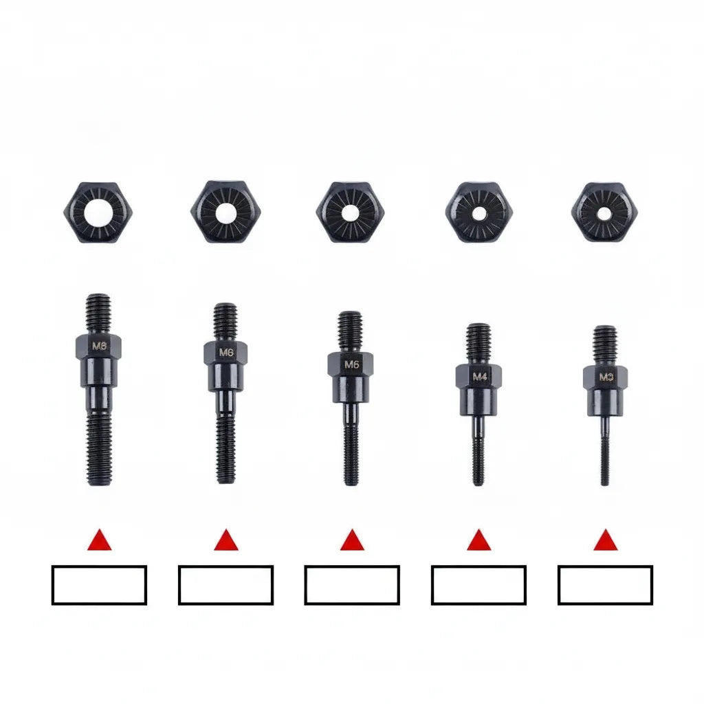 Rivet Nut Adapter 5-Mandrel Quick-Change Aluminum & Rubber Grip