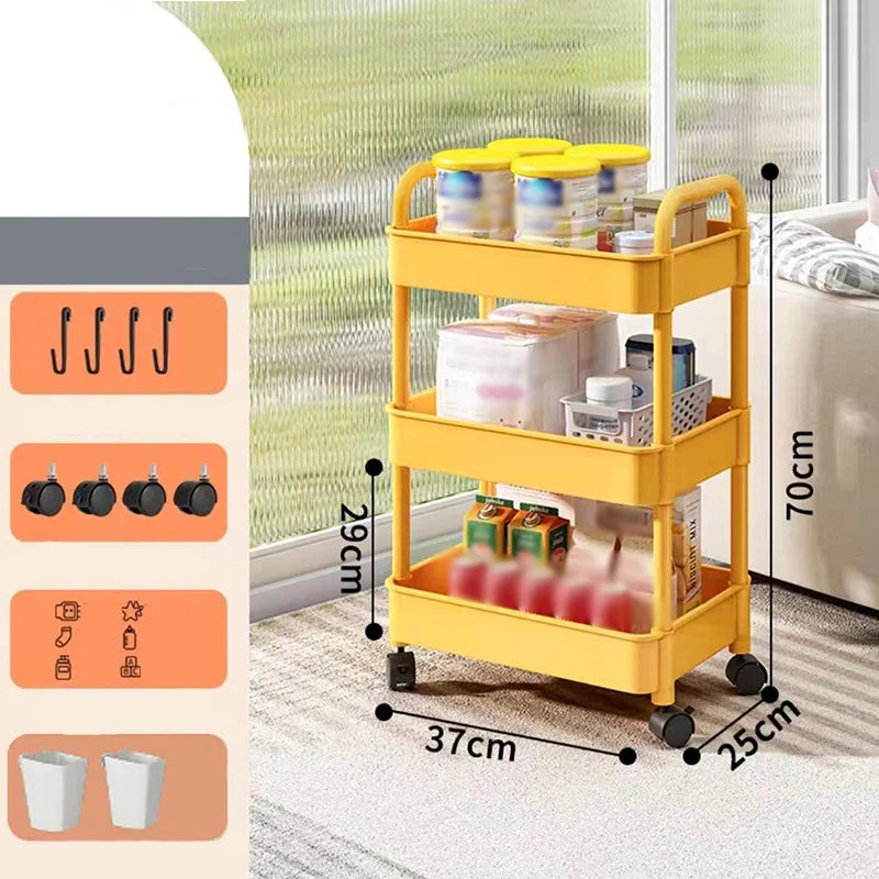Rolling Organizer Cart 9.8 Inch Multi-Tier Locking Swivel Wheels