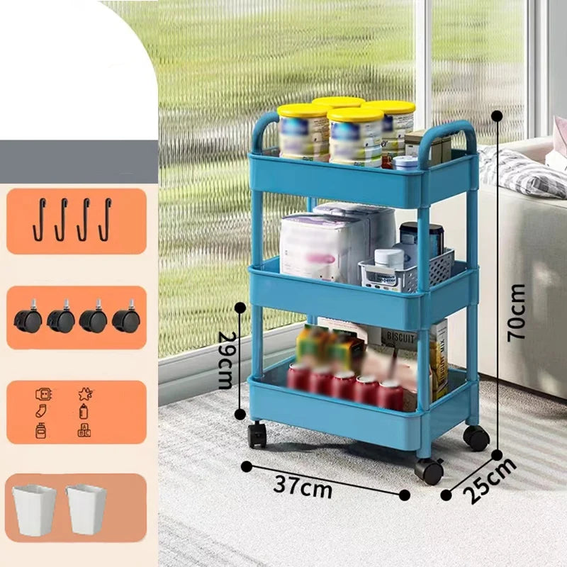 Rolling Organizer Cart 9.8 Inch Multi-Tier Locking Swivel Wheels