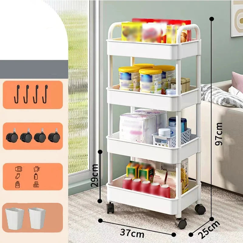 Rolling Organizer Cart 9.8 Inch Multi-Tier Locking Swivel Wheels