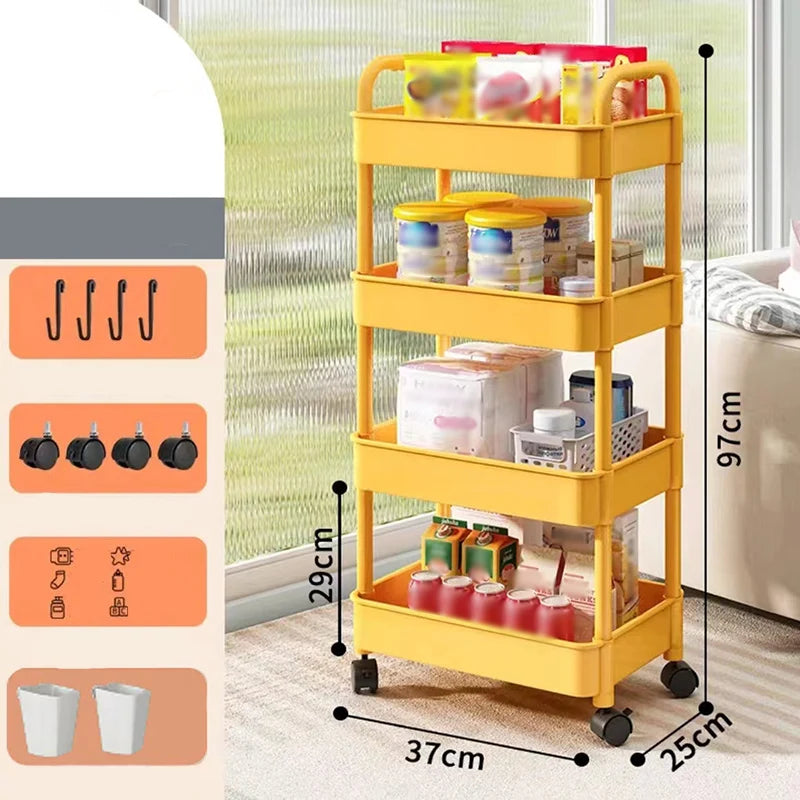 Rolling Organizer Cart 9.8 Inch Multi-Tier Locking Swivel Wheels