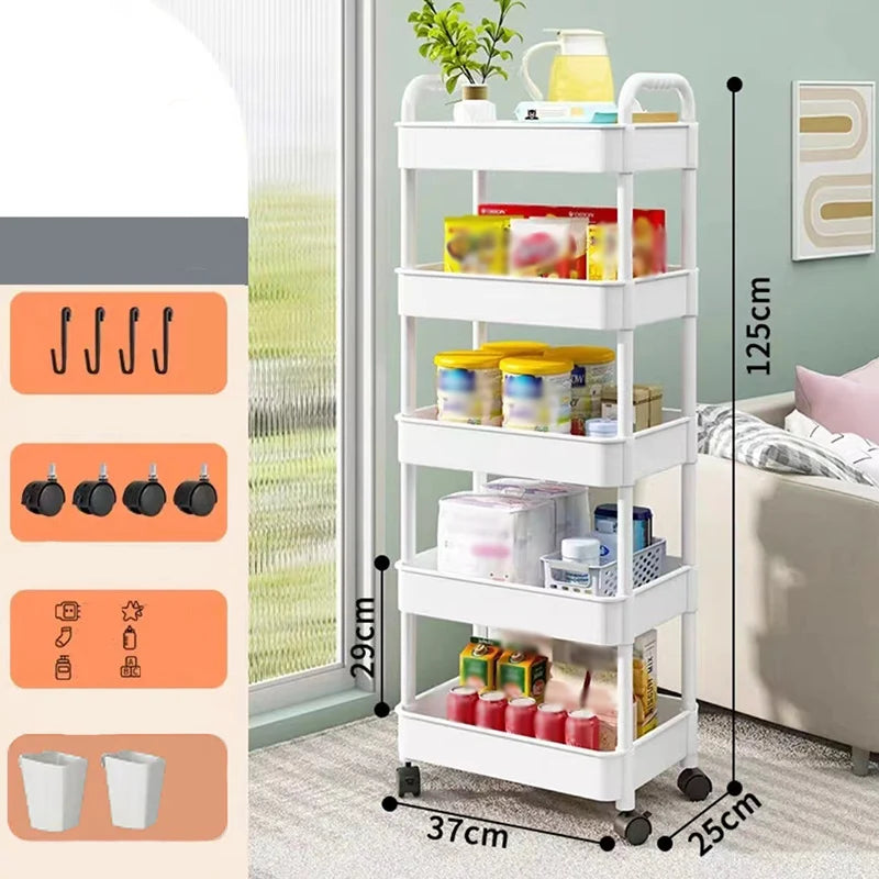 Rolling Organizer Cart 9.8 Inch Multi-Tier Locking Swivel Wheels