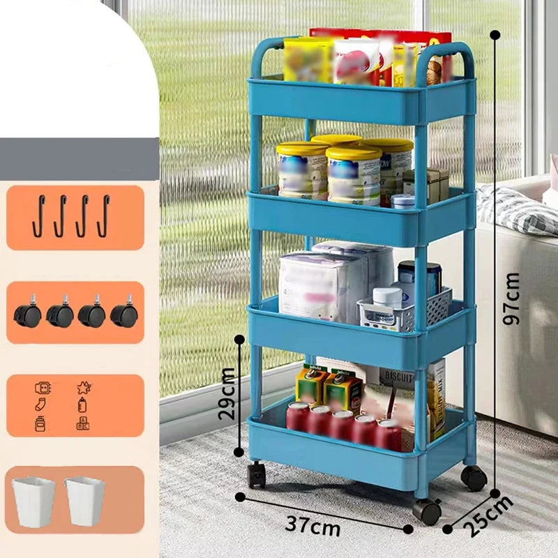 Rolling Organizer Cart 9.8 Inch Multi-Tier Locking Swivel Wheels