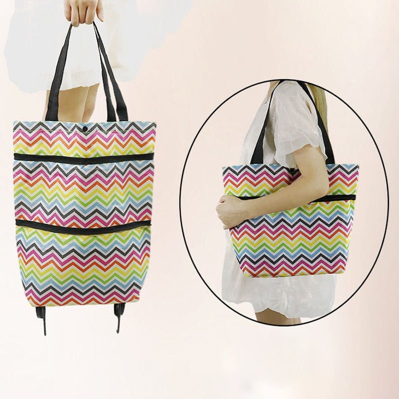 Rolling Shopping Bag Expandable Waterproof Oxford Wheels