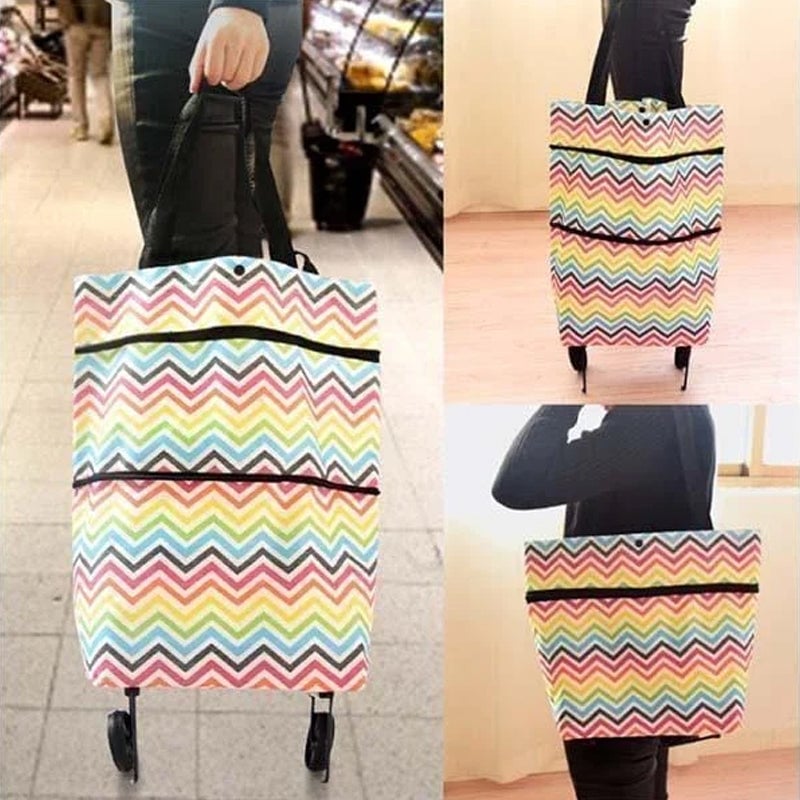 Rolling Shopping Bag Expandable Waterproof Oxford Wheels