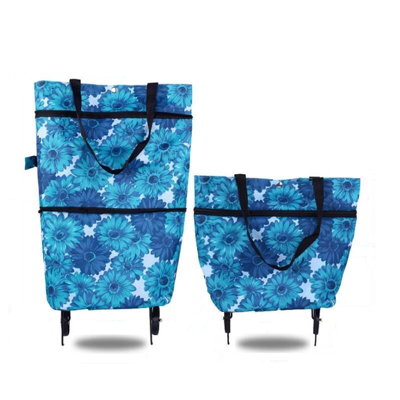 Rolling Shopping Bag Expandable Waterproof Oxford Wheels