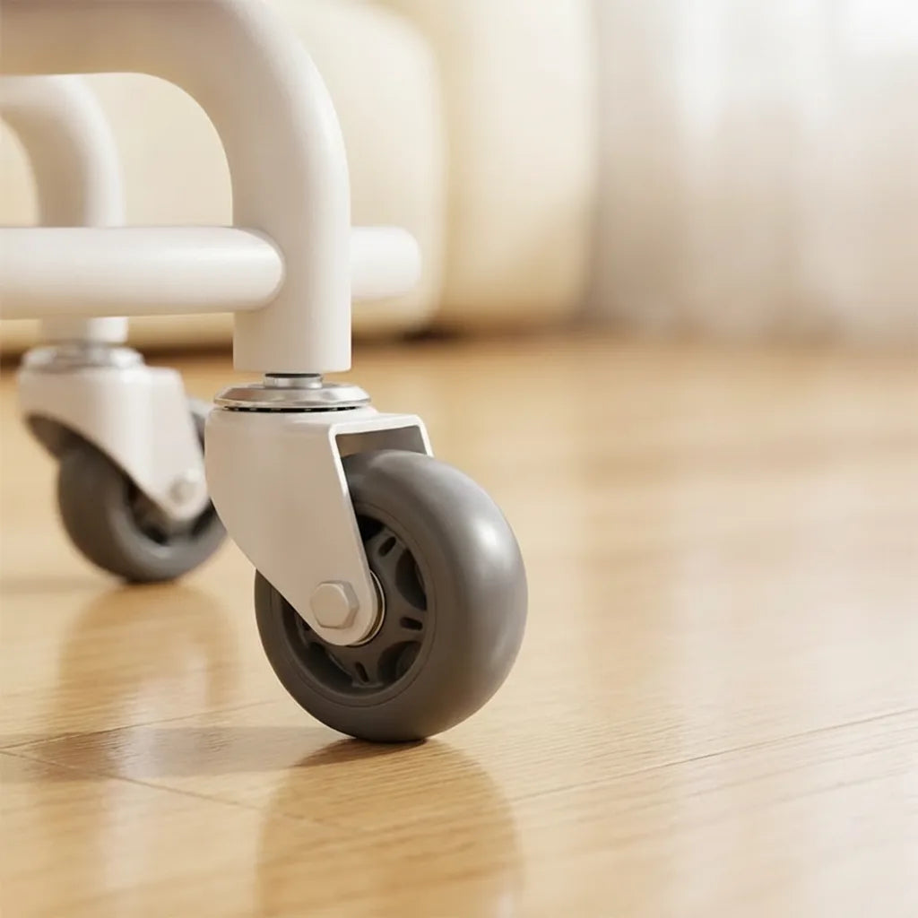 Rolling Stool Padded Seat & Backrest Silent 360° Casters