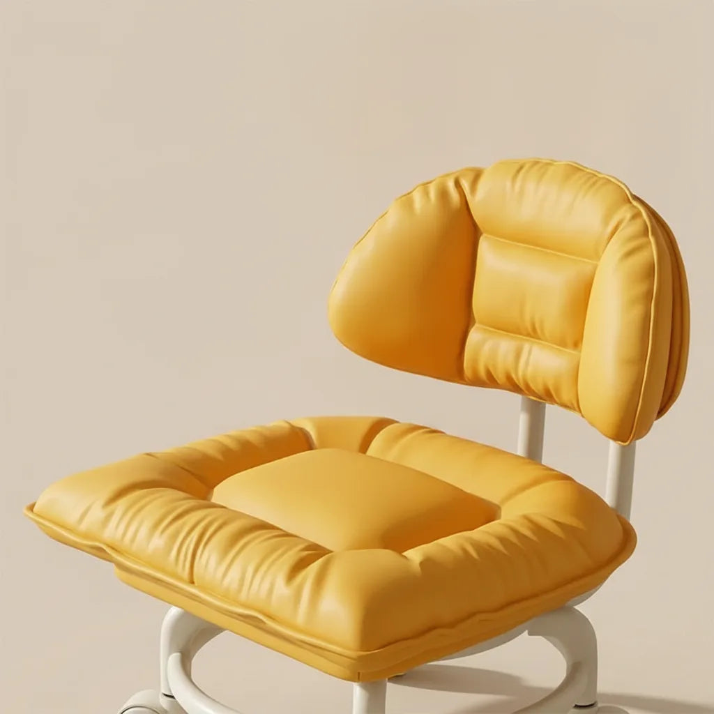 Rolling Stool Padded Seat & Backrest Silent 360° Casters