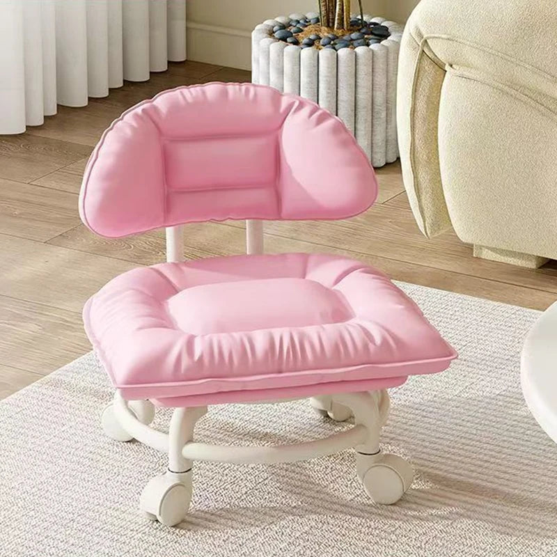 Rolling Stool Padded Seat & Backrest Silent 360° Casters