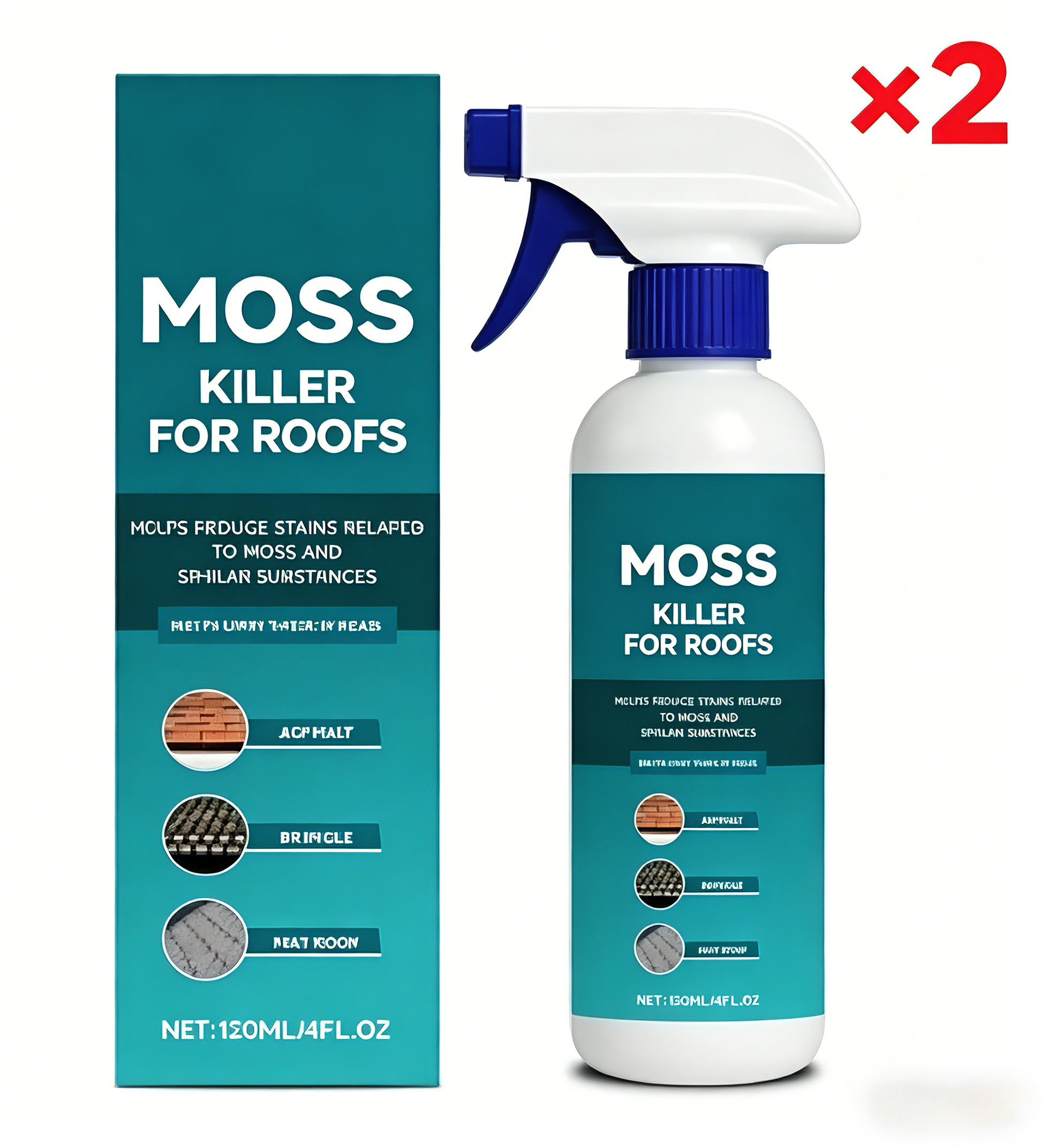 Roof Cleaner Spray Moss & Algae Remover Long-Lasting Protection