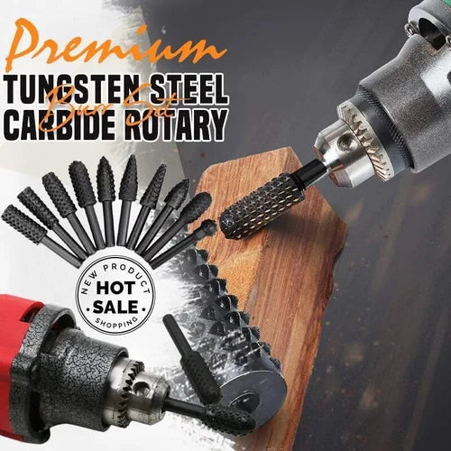 Rotary Burr Set Tungsten Carbide Fits Common Chucks