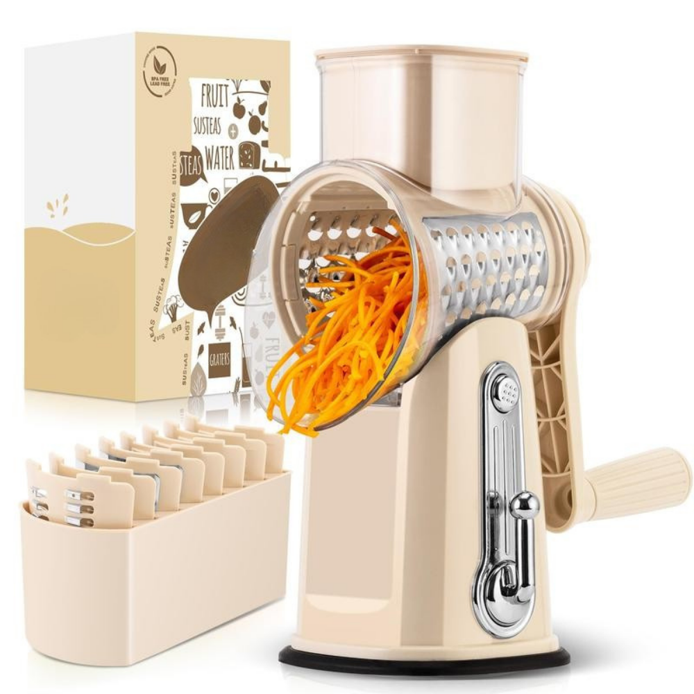 Rotary Grater Five Stainless Steel Blades Suction Cup